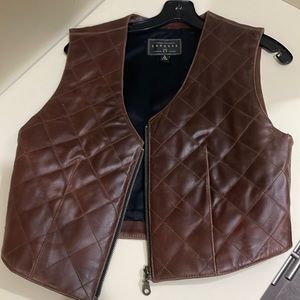 Genuine Leather Quilted Vest
